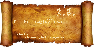 Kinder Boglárka névjegykártya